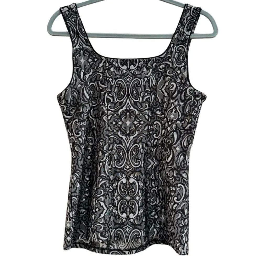 NWT White House Black Market Women's Shiny Jacquard Cami in Black Size Medium
